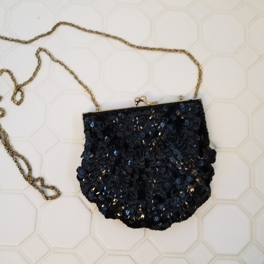 Vintage Speyer Milor black sequin shoulder bag WN - Picture 6 of 11